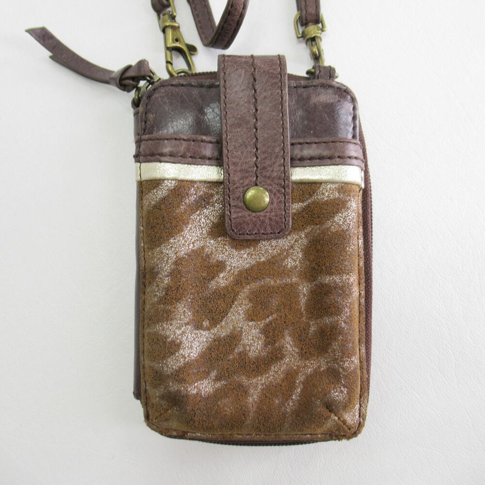 The Sak Crossbody Wallet Bronze Cheetah Zip Around Organizer Phone Case Purse